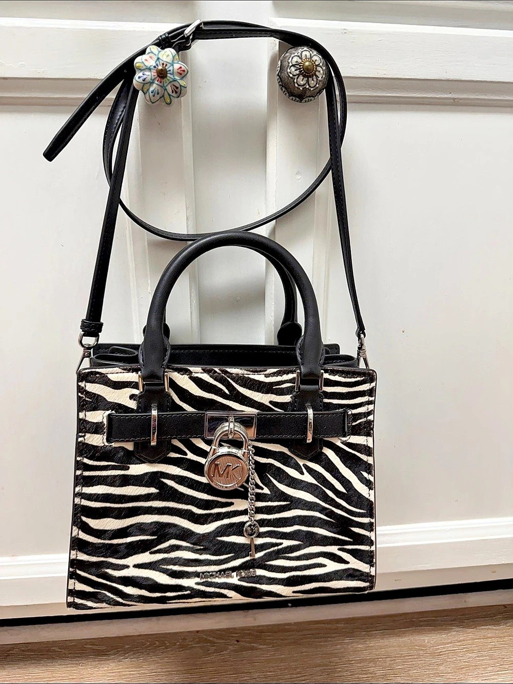 Michael Kors Hamilton Small Zebra Print Calf Hair Satchel Zebra Print Satchel in